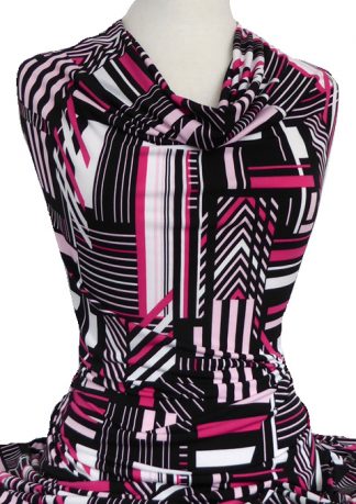 Knitwit Printed Jersey Knit Lolita Pink Black