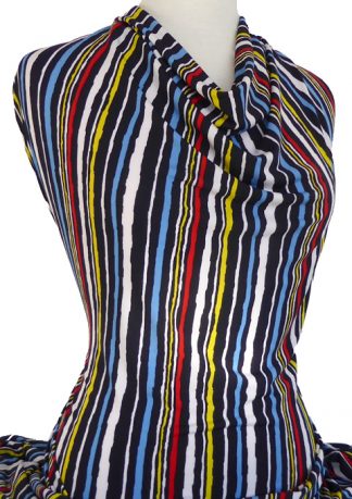 Knitwit Printed Jersey Knit Brooklyn Multicolour Stripe