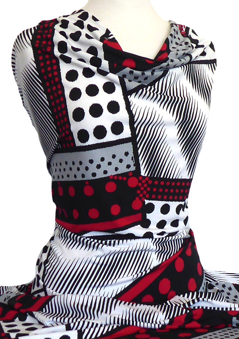 Printed Jersey Knit Dominion Black White Red