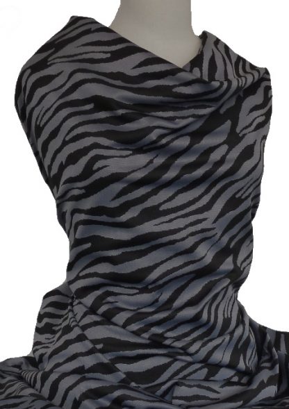 Printed Double Knit Zebra Black Grey
