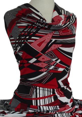 Printed Jersey Knit Regatta Red Black White