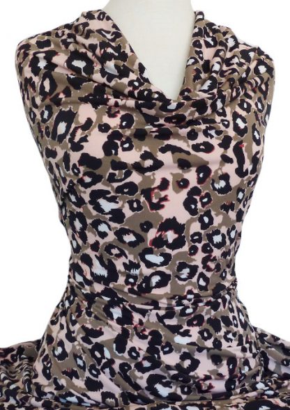 Printed Jersey Knit Leopard Pink Taupe Black
