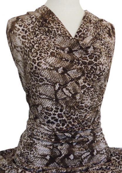 Printed Jersey Knit Leopard Snakeskin Brown