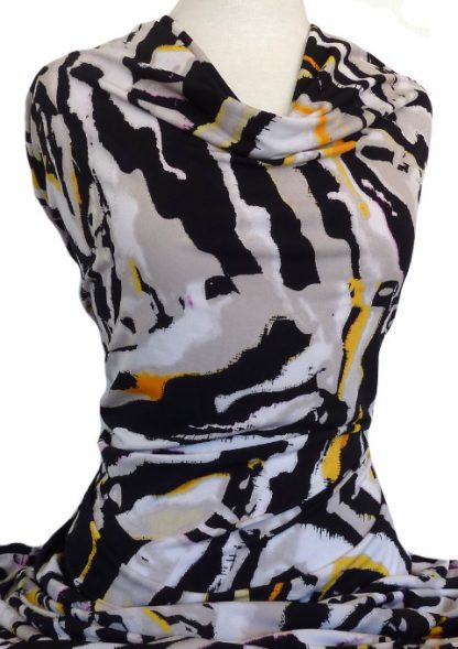 Printed Jersey Knit Zebra Yellow Black