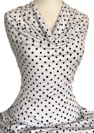 Printed Jersey Knit Jody Black Spot on White
