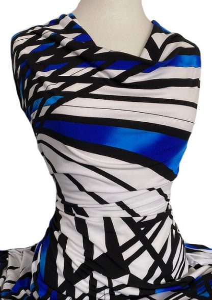 Printed Jersey Knit Madeleine Black White Blue