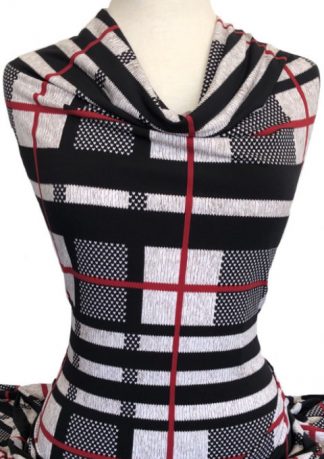 Knitwit Printed Jersey Knit Target Check Black White Red