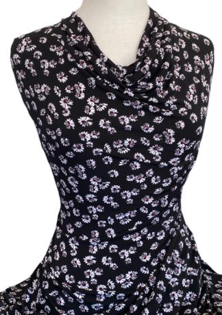 Knitwit Printed Jersey Knit Valentina White Magenta on Black