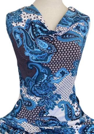 Knitwit Printed Cotton Jersey Ariana Paisley Blue Black on White