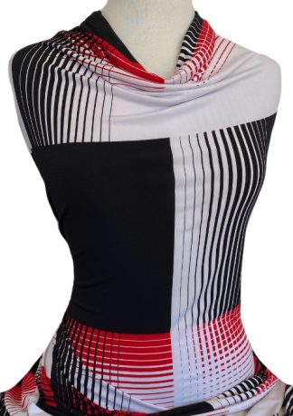 Knitwit Printed Jersey Knit Courtyard Red Black