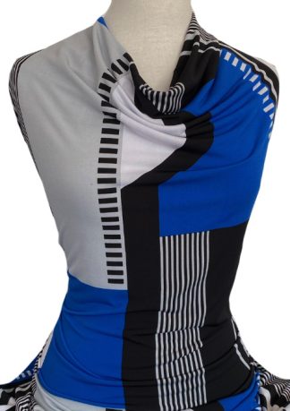 Knitwit Printed Jersey Knit Cruiser Blue Black on White