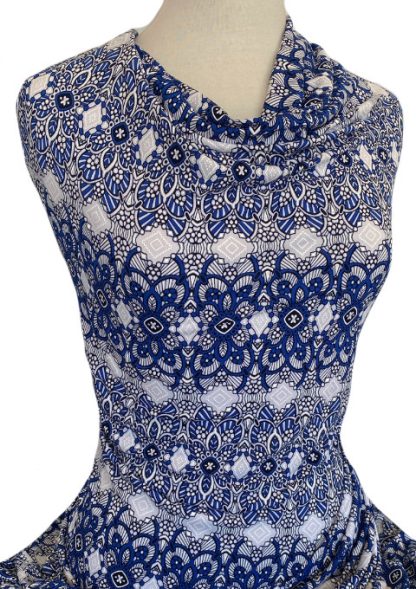 Knitwit Printed Jersey Knit Alcazar Puff Blue