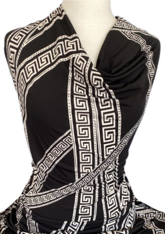 Knitwit Printed Jersey Knit Athena Off White on Black