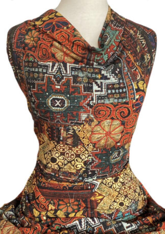 Knitwit Printed Cotton Jersey Orlando Burnt Orange Black