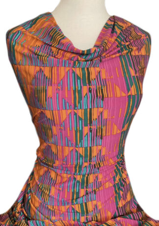 Printed Jersey Knit Piano Magenta Orange
