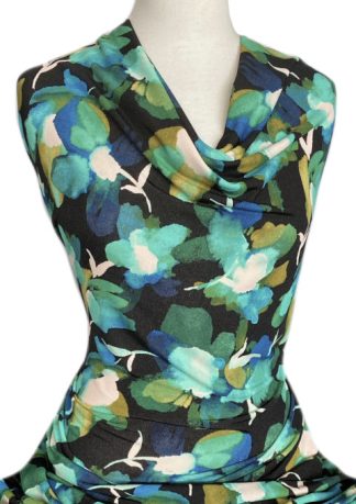 Winter Printed Knit Tessa Turquoise Green on Black