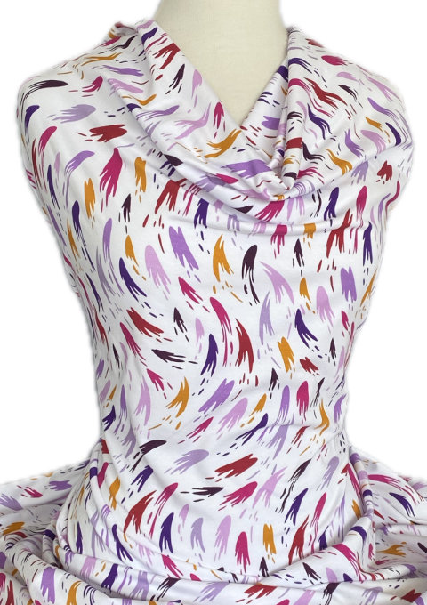 Knitwit Printed Cotton Jersey Cascade Multicolour on White