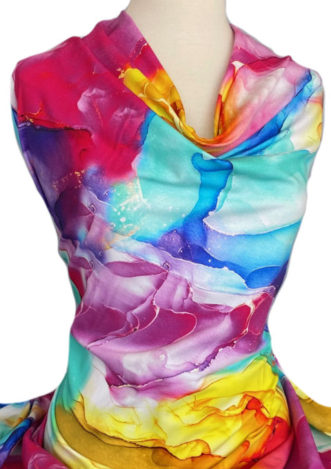 Knitwit Printed Cotton Jersey Limelight Multicolour Brights