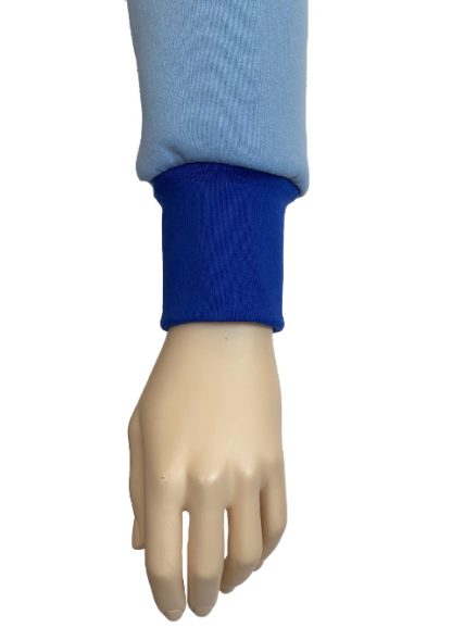 Knitwit Fleece Sky Blue with Rib Contrast Cobalt Blue
