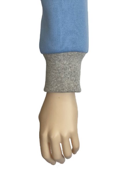 Knitwit Fleece Sky Blue with Rib Contrast Marl Grey