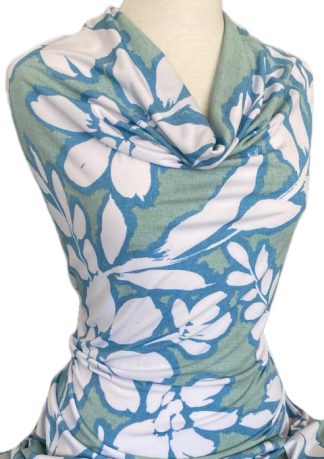 Knitwit Printed Jersey Knit Meadow Celedon Green Aqua