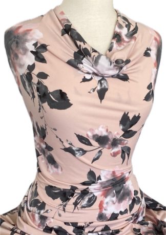 Knitwit Printed Jersey Knit Piper Foral on Peach Pink