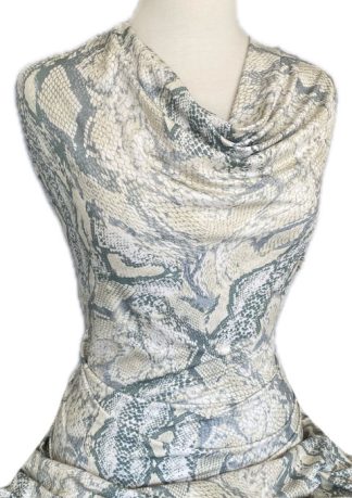 Knitwit Printed Jersey Knit Snakeskin Seafoam Green Cream