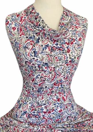 Knitwit Printed Jersey Knit Dry Handle Botanica Multicolour on White