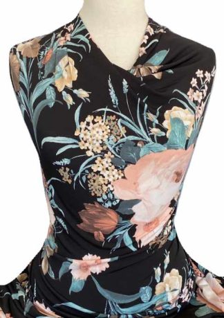 Knitwit Printed Jersey Knit Felicity Floral on Black