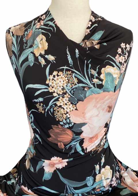 Knitwit Printed Jersey Knit Felicity Floral on Black