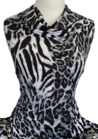 Knitwit Printed Jersey Knit Kyalami Animal Black Grey