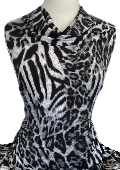 Knitwit Printed Jersey Knit Kyalami Animal Black Grey