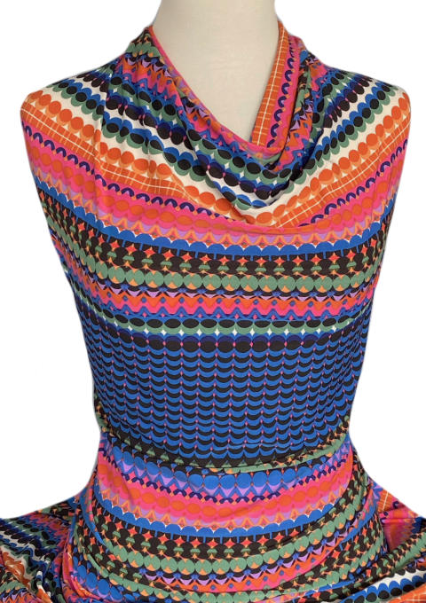 Knitwit Printed Jersey Knit Santiago Multicolour on Black