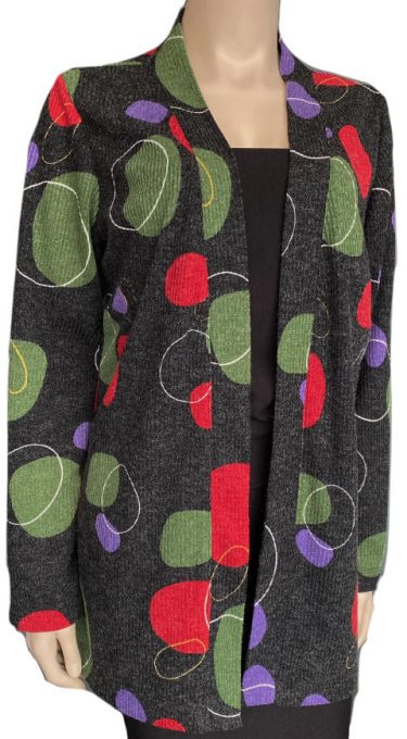Winter Printed Ribbed Knit Electric on Marl Black