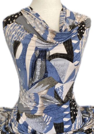Knitwit Printed Jersey Knit Charlotte Blue Grey Beige