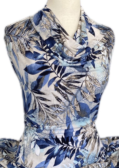 Knitwit Printed Jersey Knit Jacinta Blues on Off White
