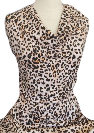 Knitwit Printed Cotton Jersey Cheetah Black on Rose Dust