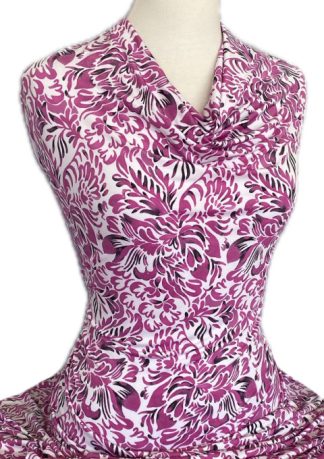 Knitwit Printed Jersey Knit Diana Magenta on White