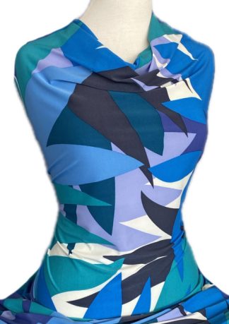 Knitwit Printed Jersey Knit Sailing Blue Green Lavender