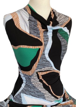 Knitwit Printed Jersey Knit Waterways Multicolour on Black